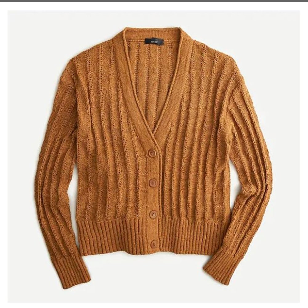J Crew Point Sur textured V-neck cardigan sweater